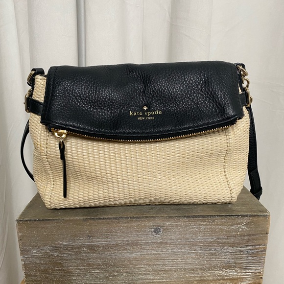 kate spade Handbags - Kate Spade New York Leather and Basketweave Satchel with Crossbody Strap